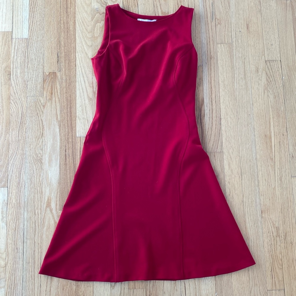 Italian red sleeveless flurry dress Sz. Small
